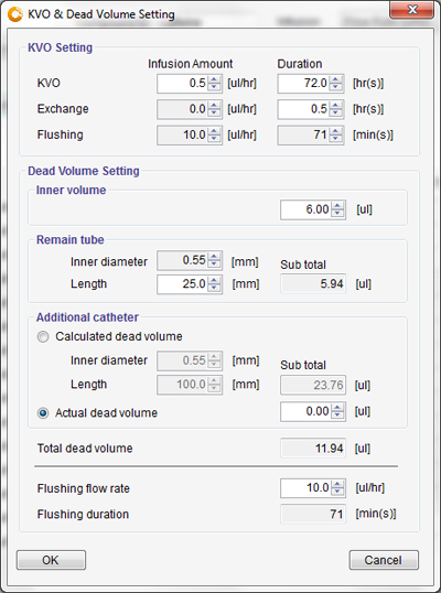 KVO & Dead Volume Setting